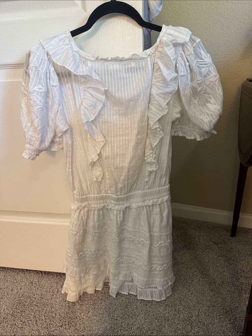 LoveShackFancy White Ruffled Mini Dress - Picture 2 of 4